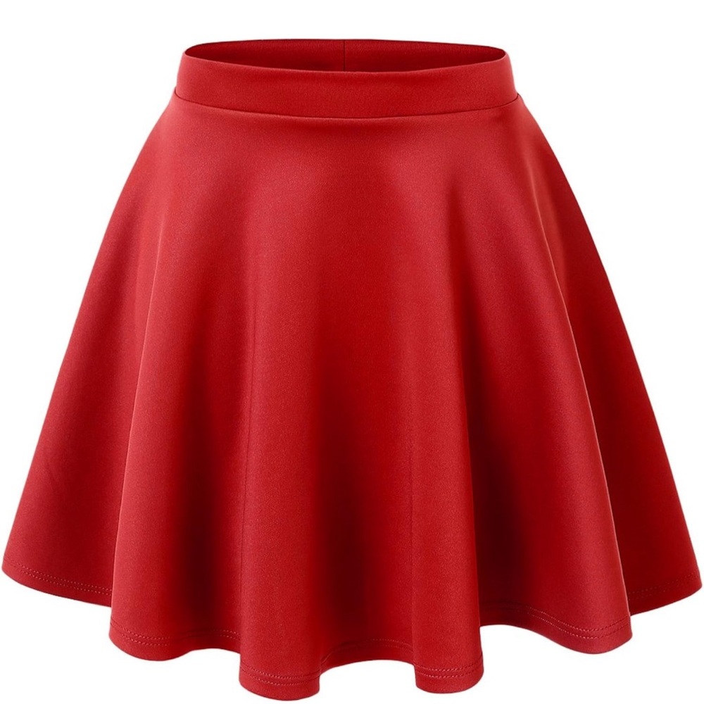 Red basic flared skirt